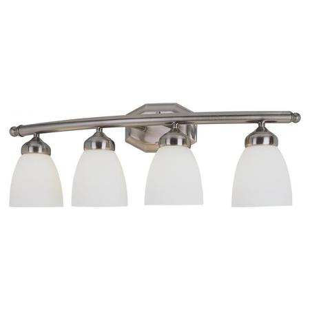 TRANS GLOBE Four Light Brushed Nickel White Frosted Glass Vanity PL-2514 BN